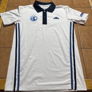 Ellesse Polo Shirt Mens Sz XXS White Blue Tennis‎ Athletic Logo Cincinnati Open